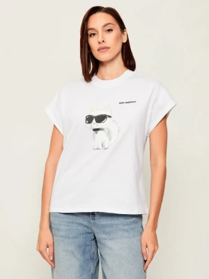Karl Lagerfeld T-shirt IKON AQUARELLE | Oversize fit biały