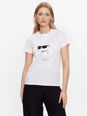 KARL LAGERFELD T-Shirt Ikonik 2.0 Choupette 230W1703 Biały Regular Fit