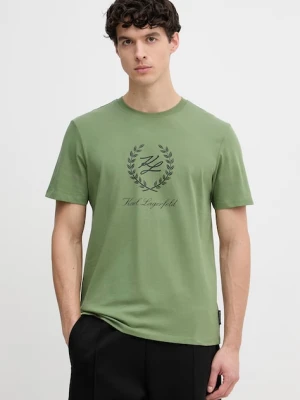 Karl Lagerfeld T-shirt męski bawełniany zielony