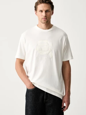 Karl Lagerfeld T-shirt męski bawełniany beżowy