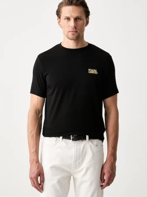 Karl Lagerfeld T-shirt męski bawełniany z elastanem czarny