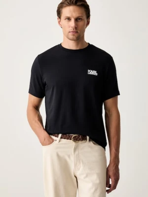 Karl Lagerfeld T-shirt męski bawełniany z elastanem granatowy