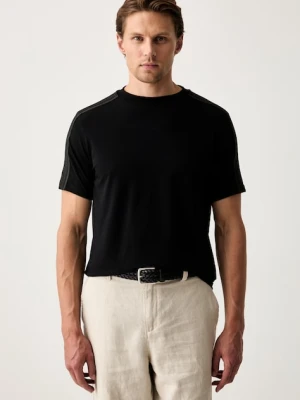 Karl Lagerfeld T-shirt męski bawełniany z elastanem czarny