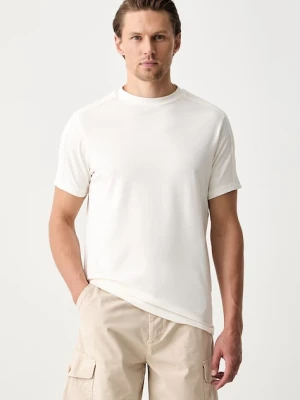 Karl Lagerfeld T-shirt męski bawełniany z elastanem beżowy