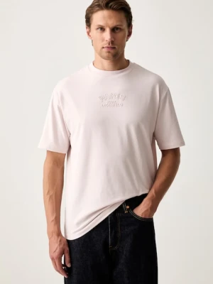 Karl Lagerfeld T-shirt męski bawełniany z elastanem różowy