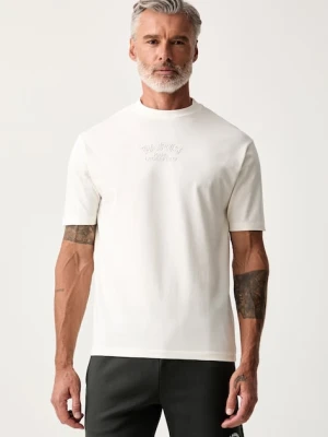 Karl Lagerfeld T-shirt męski bawełniany z elastanem beżowy