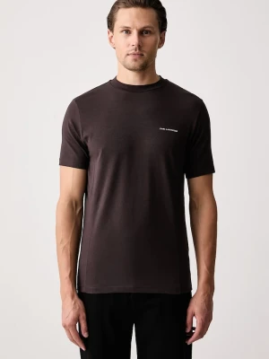 Karl Lagerfeld T-shirt męski bawełniany z elastanem brązowy