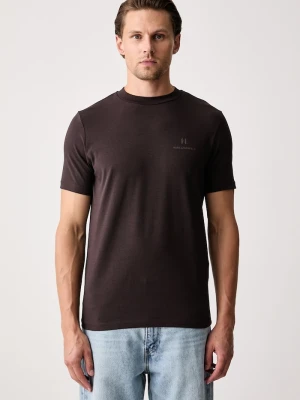 Karl Lagerfeld T-shirt męski bawełniany z elastanem brązowy