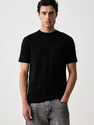 Karl Lagerfeld T-shirt męski bawełniany z elastanem czarny