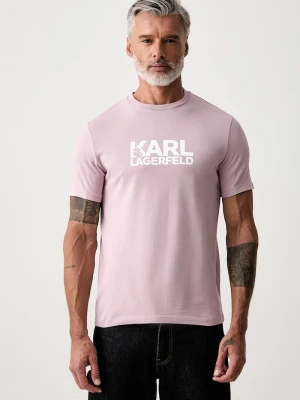 Karl Lagerfeld T-shirt męski bawełniany z elastanem różowy