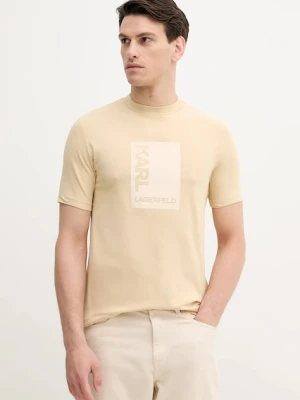 Karl Lagerfeld t-shirt męski kolor beżowy z nadrukiem 553235.755038