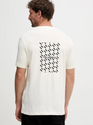 Karl Lagerfeld t-shirt męski kolor beżowy z nadrukiem 554221.755034