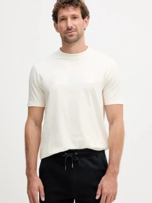 Karl Lagerfeld t-shirt męski kolor beżowy z nadrukiem 554221.755035