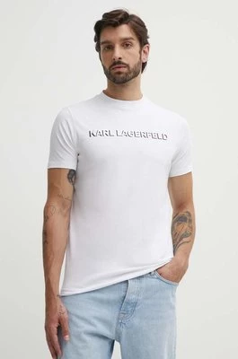 Karl Lagerfeld t-shirt męski kolor biały z nadrukiem 542221.755053