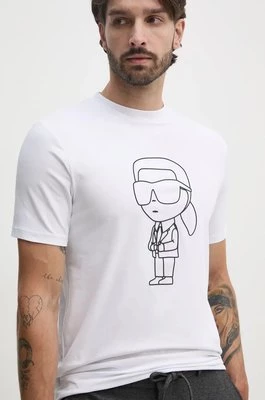 Karl Lagerfeld t-shirt męski kolor biały z nadrukiem 544221.755057