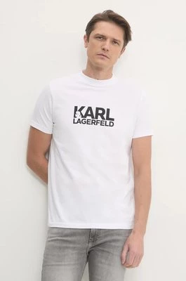 Karl Lagerfeld t-shirt męski kolor biały z nadrukiem 544235.755087