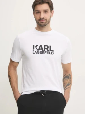 Karl Lagerfeld t-shirt męski kolor biały z nadrukiem 551235.755087