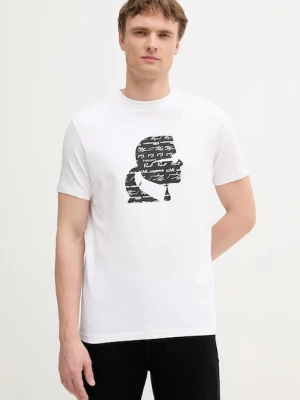 Karl Lagerfeld t-shirt męski kolor biały z nadrukiem 553235.755042