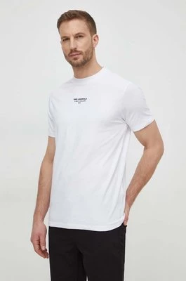 Karl Lagerfeld t-shirt męski kolor biały z nadrukiem