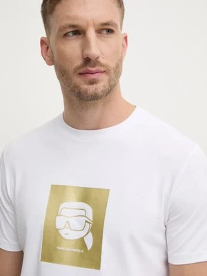 Karl Lagerfeld t-shirt męski kolor biały z nadrukiem 755460.551235