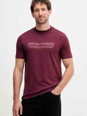 Karl Lagerfeld t-shirt męski kolor bordowy z nadrukiem 554221.755035