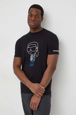 Karl Lagerfeld t-shirt męski kolor czarny z aplikacją