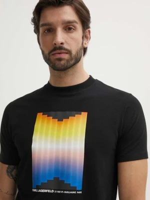 Karl Lagerfeld t-shirt męski kolor czarny z nadrukiem 542221.755036
