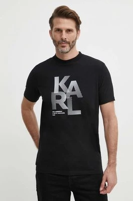 Karl Lagerfeld t-shirt męski kolor czarny z nadrukiem 542221.755037