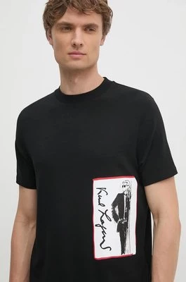 Karl Lagerfeld t-shirt męski kolor czarny z nadrukiem 544221.755083