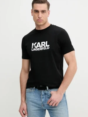Karl Lagerfeld t-shirt męski kolor czarny z nadrukiem 552235.755087