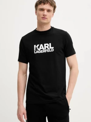 Karl Lagerfeld t-shirt męski kolor czarny z nadrukiem 553235.755087