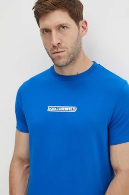 Karl Lagerfeld t-shirt męski kolor niebieski z nadrukiem 543221.755085