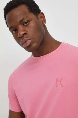 Karl Lagerfeld t-shirt męski kolor różowy gładki