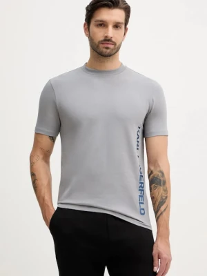 Karl Lagerfeld t-shirt męski kolor szary z nadrukiem 554235.755401
