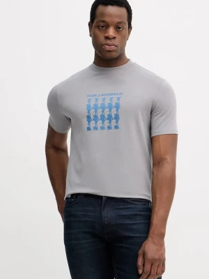 Karl Lagerfeld t-shirt męski kolor szary z nadrukiem 554235.755402