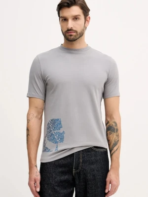 Karl Lagerfeld t-shirt męski kolor szary z nadrukiem 554235.755404