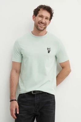 Karl Lagerfeld t-shirt męski kolor turkusowy z aplikacją 542221.755027
