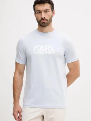 Karl Lagerfeld t-shirt męski kolor turkusowy z nadrukiem 553235.755087