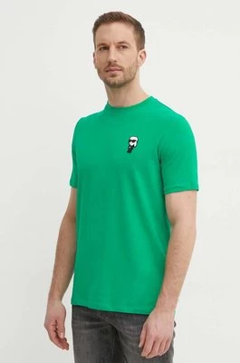 Karl Lagerfeld t-shirt męski kolor zielony z aplikacją 542221.755027