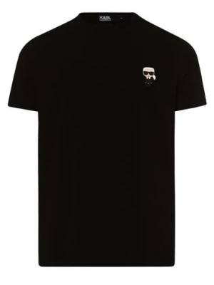 KARL LAGERFELD T-shirt męski Mężczyźni Dżersej czarny jednolity,