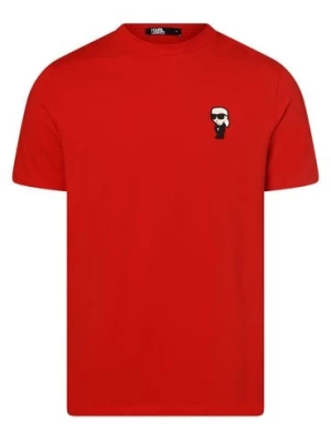 KARL LAGERFELD T-shirt męski Mężczyźni Dżersej czerwony jednolity,
