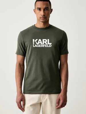Karl Lagerfeld T-shirt męski z bawełną zielony