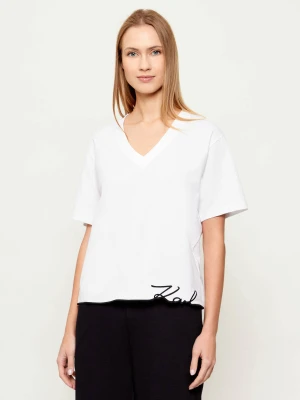 Karl Lagerfeld T-shirt signature | Oversize fit biały