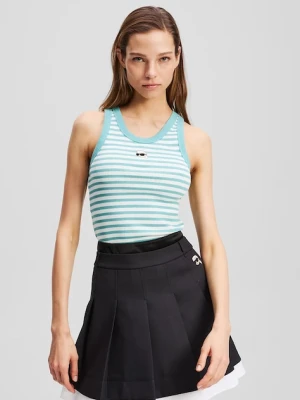 Karl Lagerfeld top bawełniany IKON kolor turkusowy A3W17079