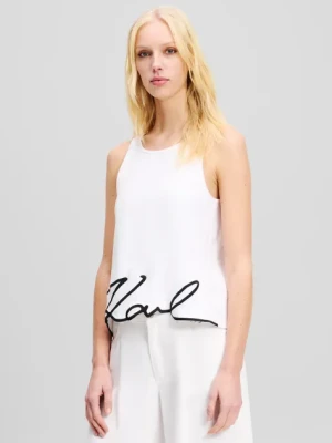 Karl Lagerfeld top bawełniany kolor biały A2W17066