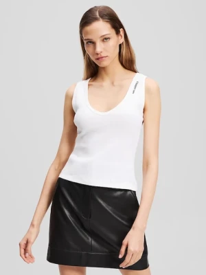 Karl Lagerfeld top bawełniany kolor biały A3W17005