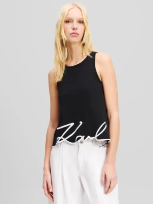 Karl Lagerfeld top bawełniany kolor czarny A2W17066