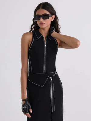 Karl Lagerfeld top bawełniany kolor czarny A3W17013
