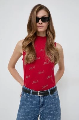 Karl Lagerfeld top damski kolor czerwony z półgolfem