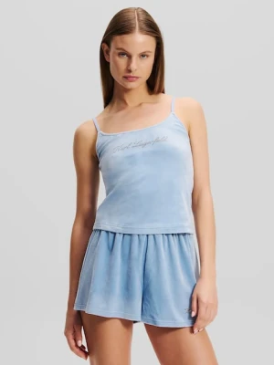 Karl Lagerfeld top welurowy kolor niebieski A1W44006
